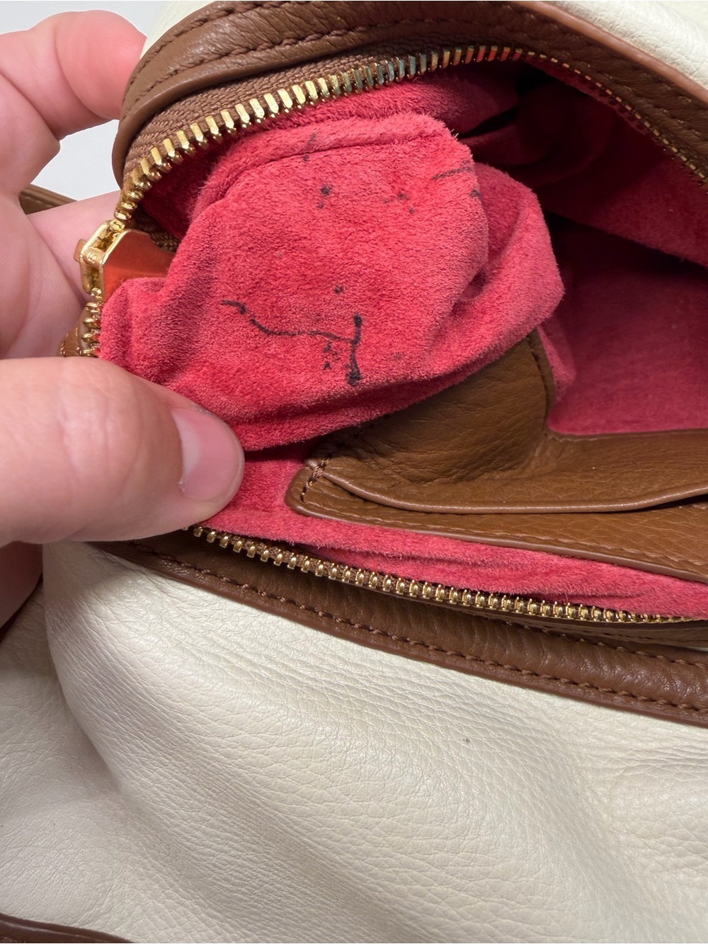 Hammitt Cream and Brown Leather Foldover Crossbody - Picture 16 of 16